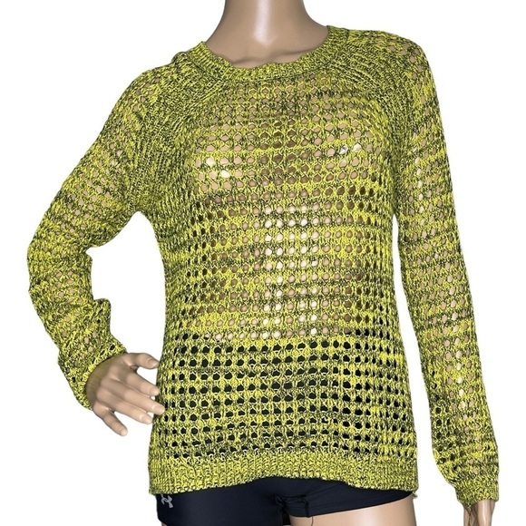 Lucca Couture yellow and black open knit sweater small - Picture 1 of 9